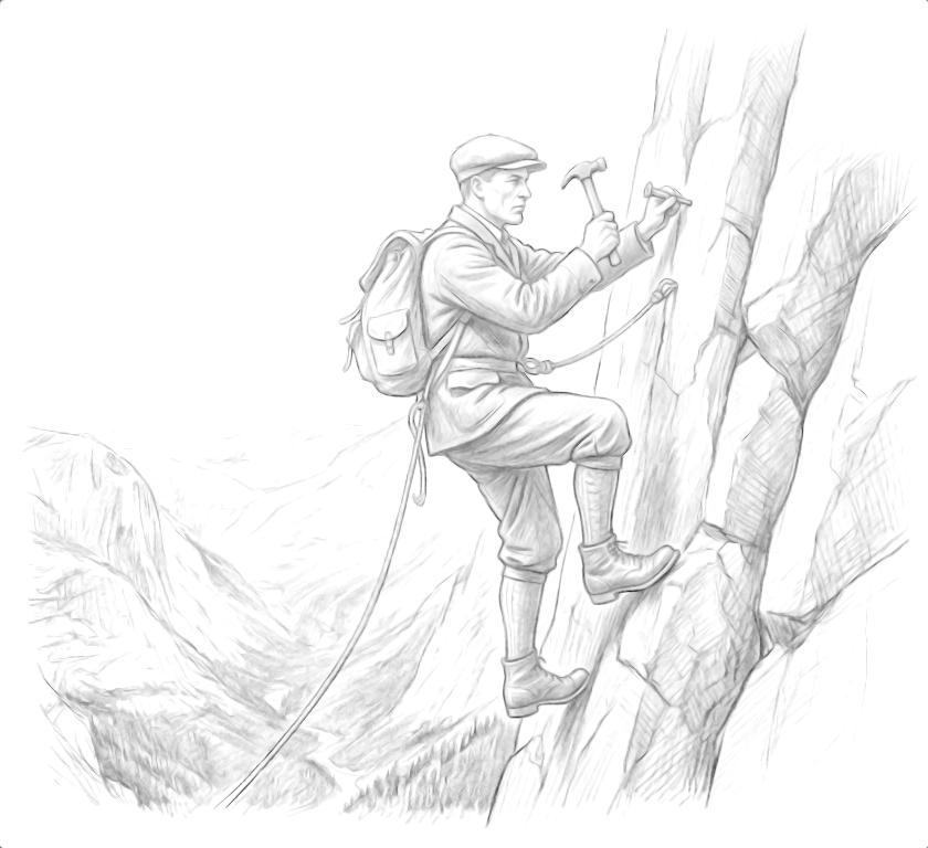 A climber moving upward through cost